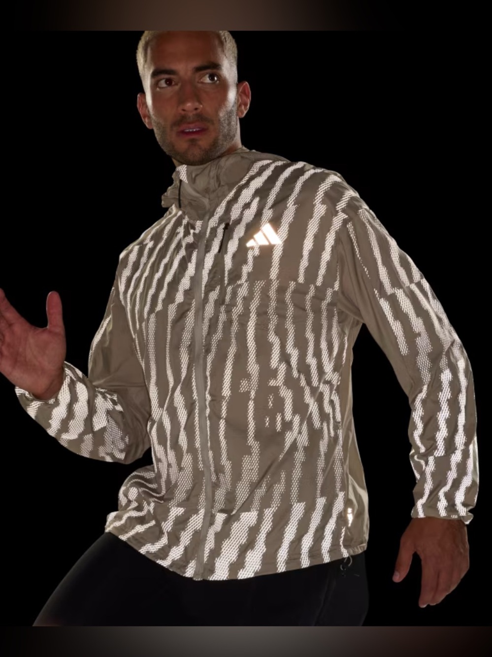 Adidas ADI365 Men’s HI-VIS Reflective Full Zip Performance Running Jacket KA3084